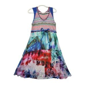 Aldo Martins 10 silk Bamboo knit Dress mix media Flowy watercolor Made Spain